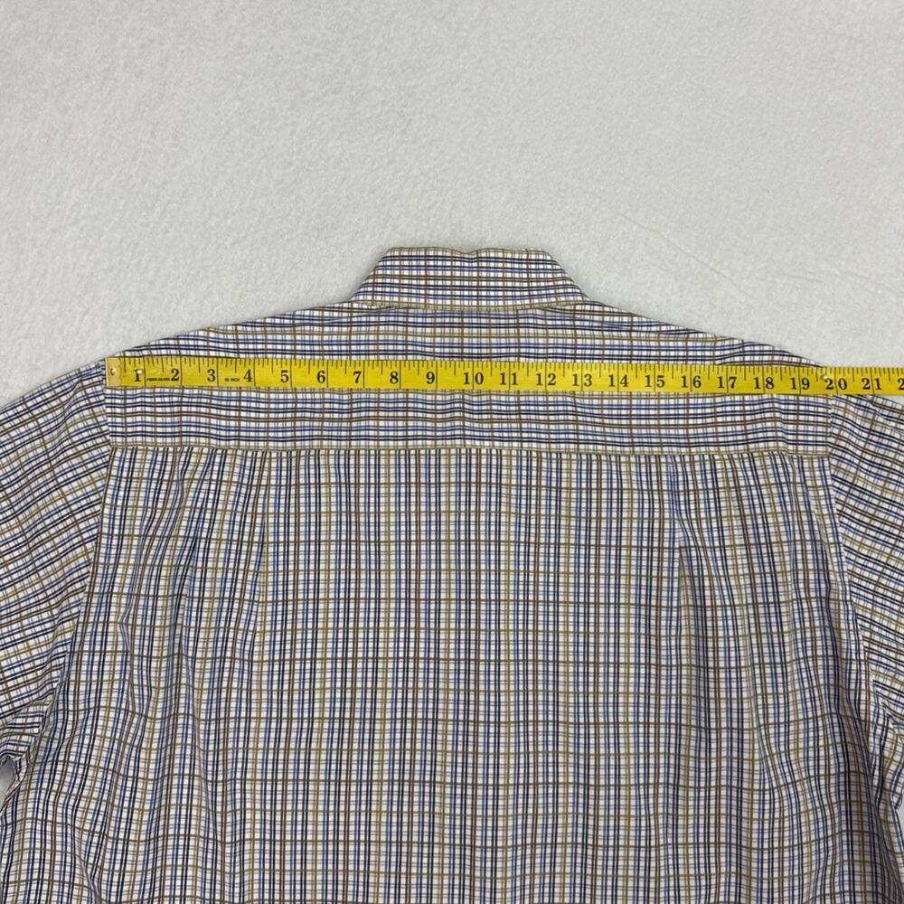 Ermenegildo Zegna Dress Shirt Mens XL Blue Brown Plaid Button Front Cotton - Picture 7 of 11